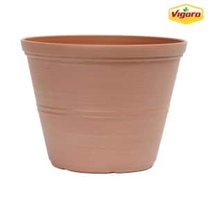 8 in. Hallie Small Peach Terracotta Plastic Planter (8 in. D x 6 in. H) with Drainage Hole