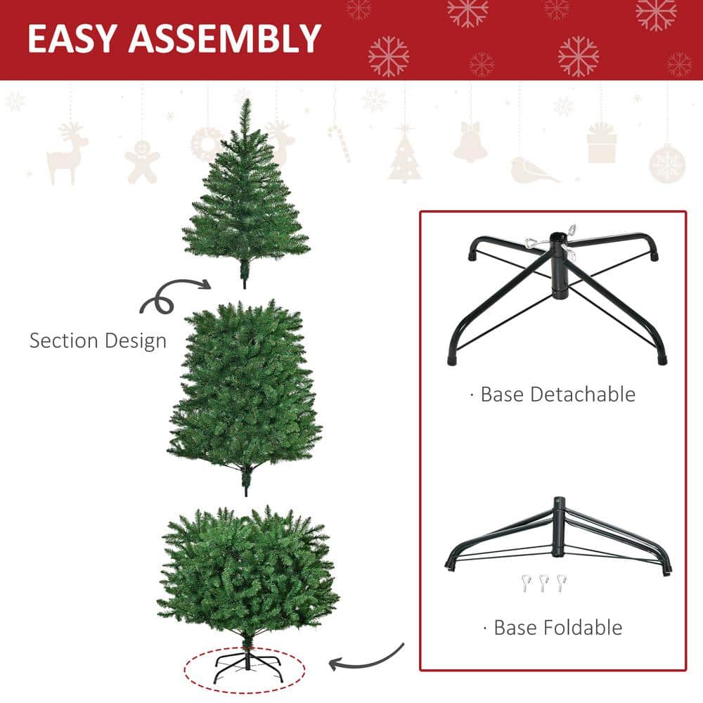 7.5ft Pre-lit Pine Artificial Christmas Tree with Warm LED Lights