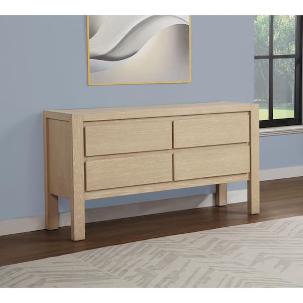Davis Light Oak Color Wood Top Buffet-Server With 4 Drawers