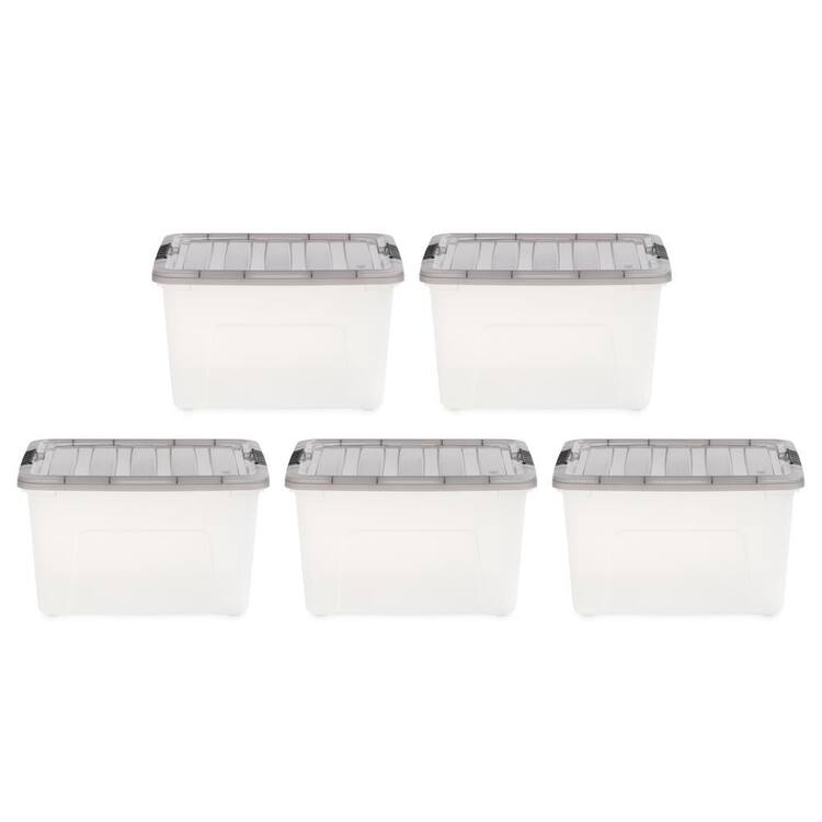 IRIS 40 qt. Stack & Pull Clear storage Box, Lid Gray (Pack of 5) – Home ...