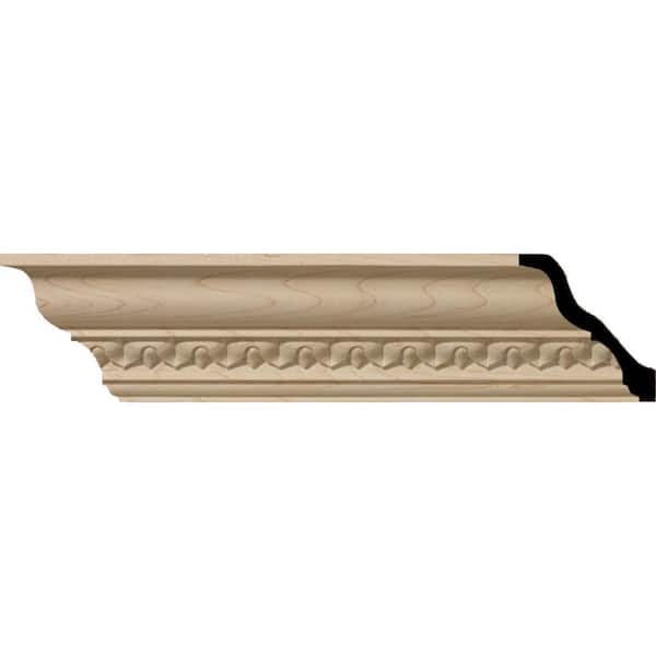 3-1/2 in. x 94-1/2 in. x 3-5/8 in. Unfinished Wood Cherry Lanarkshire Carved Crown Moulding