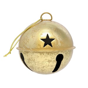 3.35 in. Gold Foil Metal Jingle Bell Christmas Ornament (6-Pack)