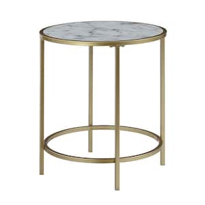 Gold Coast Faux Marble and Gold Round End Table