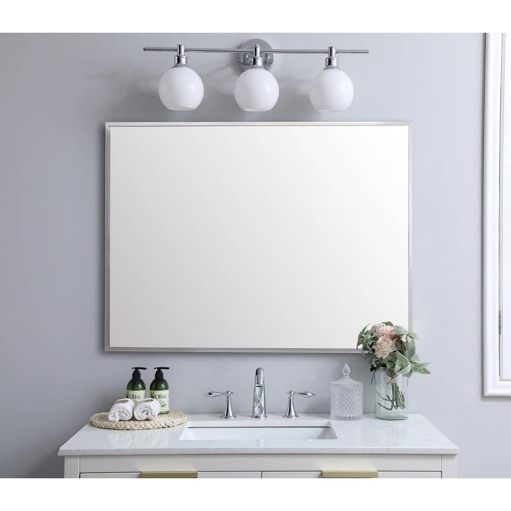 Silver Aluminum Frame Rectangular Wall Mirror 30x42