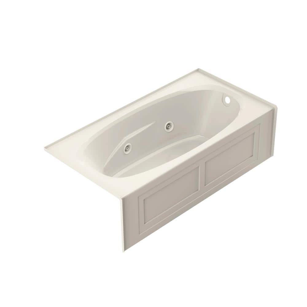 JACUZZI AMIGA 72 in. x 36 in. Acrylic Right-Hand Drain Rectangular Alcove Whirlpool Bathtub with Heater in Oyster -  AMS7236WRL2HXY