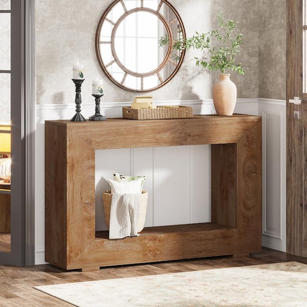 47 in. Wood Finish Rectangle MDF Console Table with Storage for Entryway, Hallway, Living Room