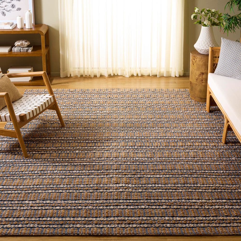 Natural Fiber 10 ft. x 14 ft. Navy/Natural Linear Striped Woven Area Rug price history on PriceWatchPro