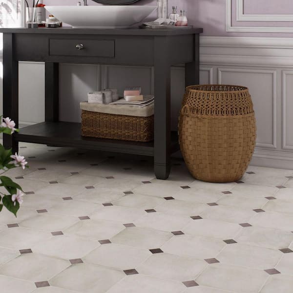 Laverton Octagon Nieve with Taco Gris 8 in. x 8 in. Porcelain Floor and Wall Tile (22.5 sq. ft. /Case)