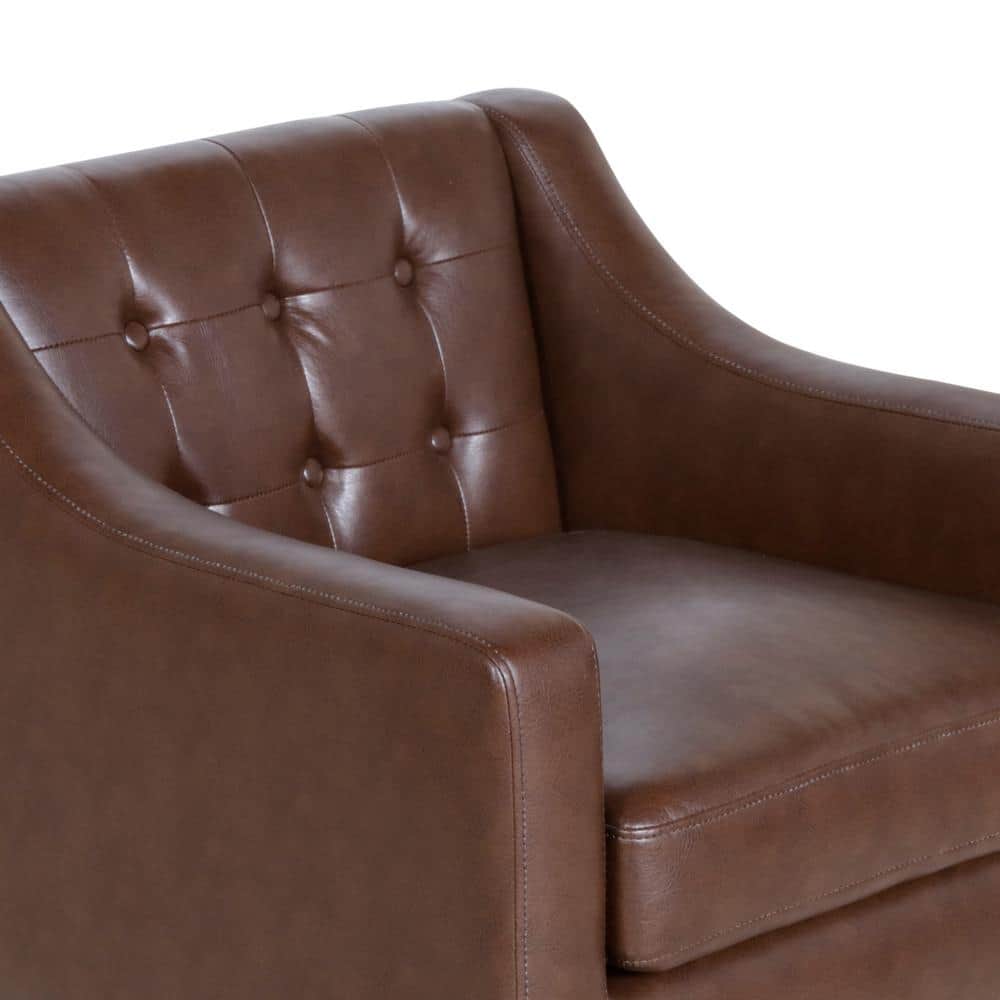 Espresso Elegance Faux Leather Square Arm Side Chair