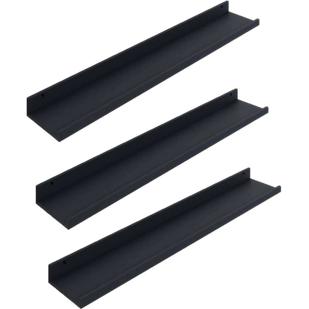 36 in. W x 5.7 in. D Black Floating Shelves Decorative Wall Shelf (Set of 3