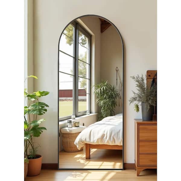 18 in. W x 59 in. H Full Length Mirror with Stand, Wall Mounted Mirror for Bedroom and Living Room, Black