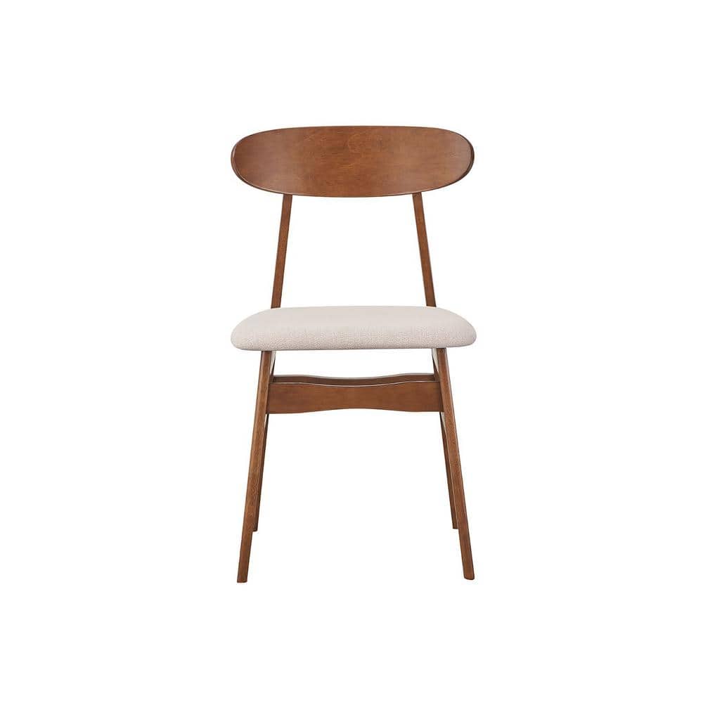 Natural Walnut Upholstered Mid-Century Modern Side Chairs (Set of 4)