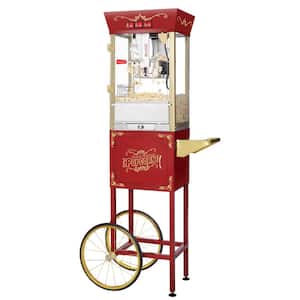 Matinee Movie 8 oz. Antique Red Popcorn Machine with Cart