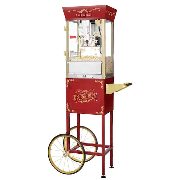 GREAT NORTHERN Pasadena 850-Watt 8 oz. Red Hot Oil Popcorn Machine with  Cart 370072RGS - The Home Depot