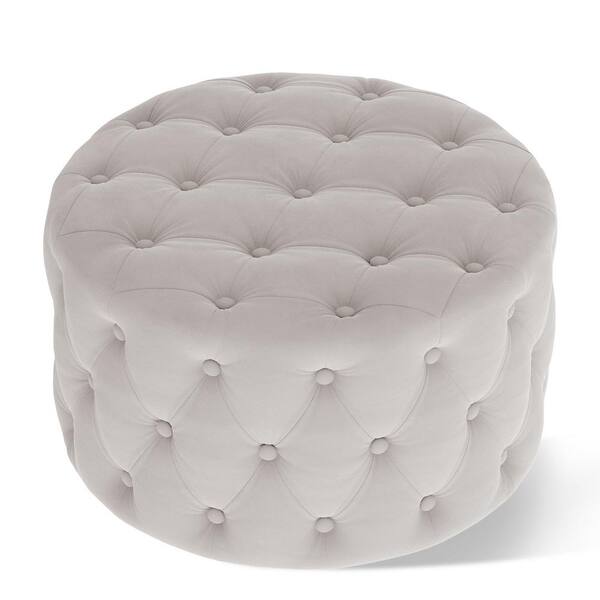 Velvet Upholstered Tuffet Grey Buttoned Round Footstools Tables Square Ottomans Velvet Upholstered Tuffet Grey Buttoned Round Footstools Tables Square Ottomans
