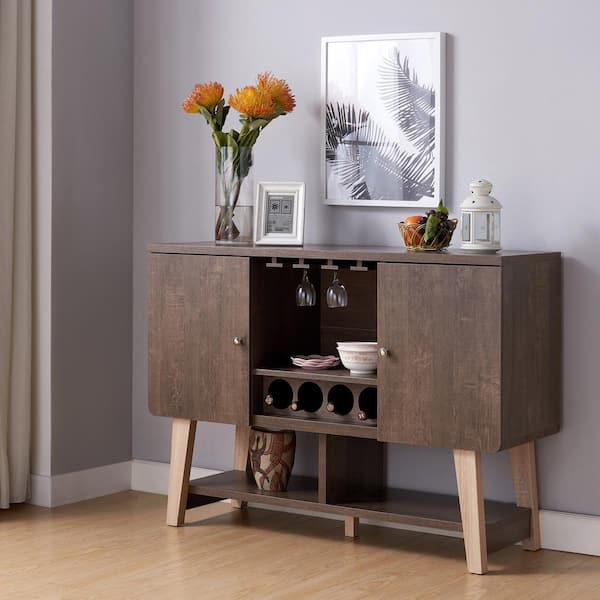 Nico 4-Bottle Walnut Oak Wine Cabinet