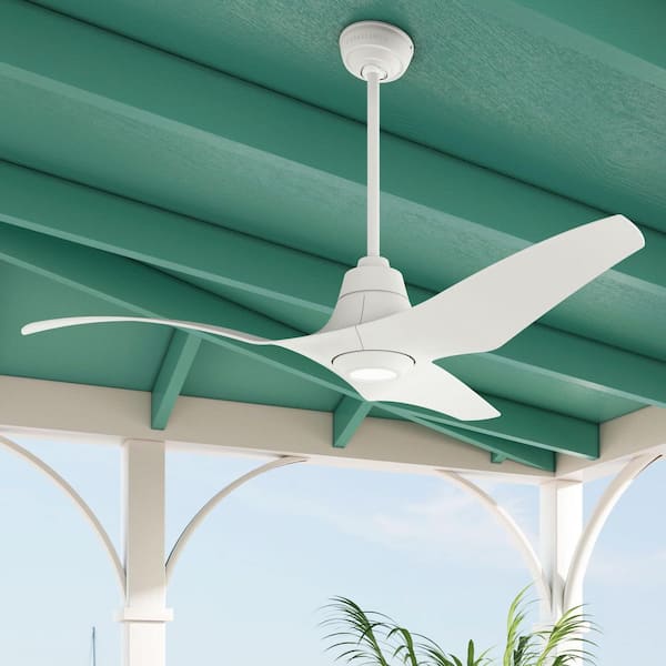 Casablanca 60 in. Stingray ENERGY STAR Matte White Damp Rated Ceiling Fan with LED Light Kit and Handheld Remote