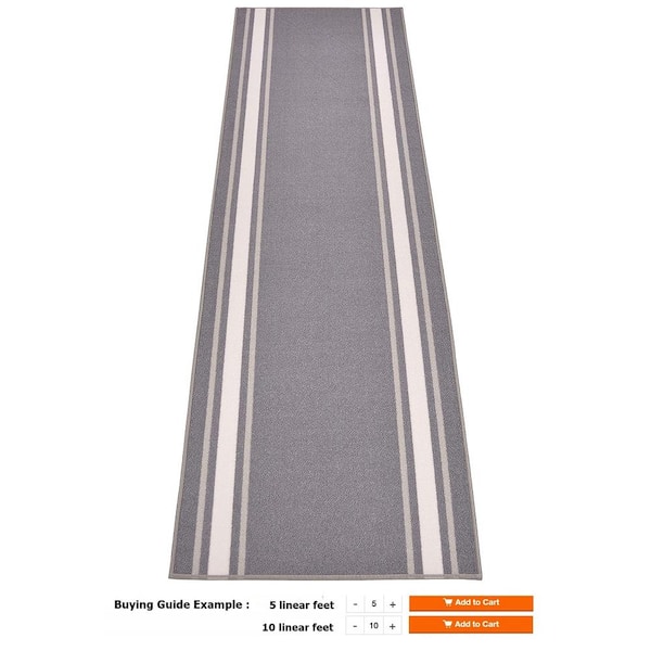 Chain Border Design Cut to Size Gray Color 36 Width x Your Choice Length Custom Size Slip Resistant Stair Runner Rug