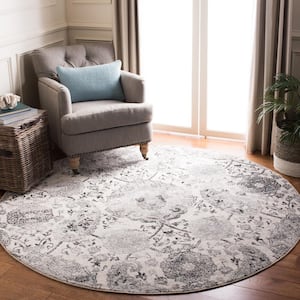 Madison Cream/Silver 10 ft. x 10 ft. Medallion Floral Round Area Rug