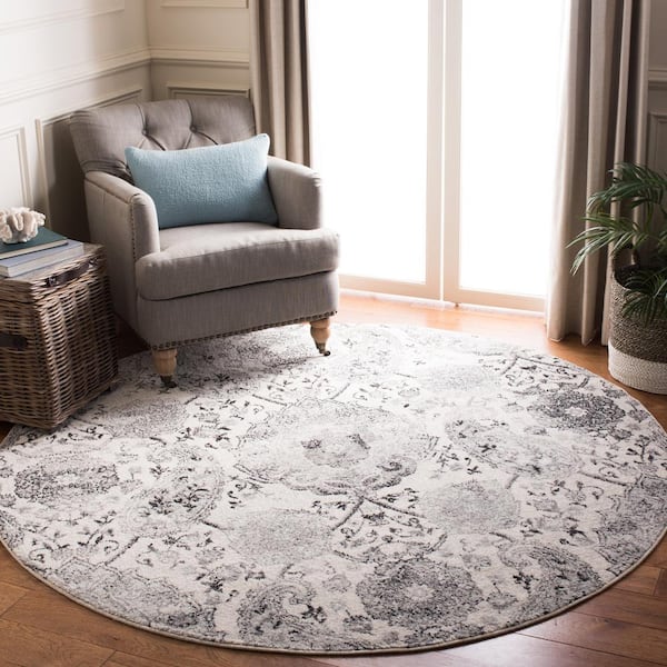 Madison Cream/Silver 7 ft. x 7 ft. Round Border Area Rug