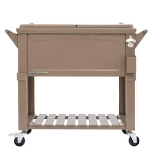 80 qt. Taupe Antique Furniture Style Rolling Patio Cooler