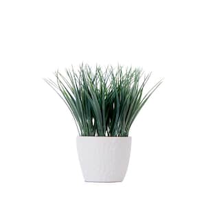 9 in. Green Artificial Grass Plant with Decorative Planter
