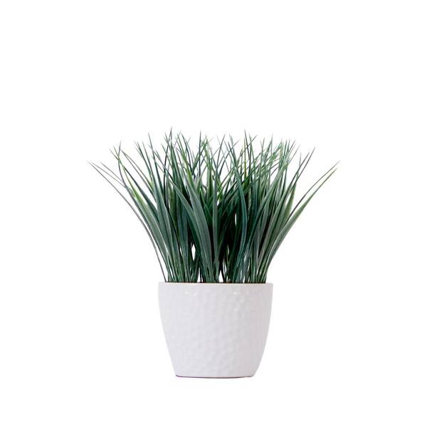 Nearly Natural 9 in. Green Artificial Grass Plant with Decorative