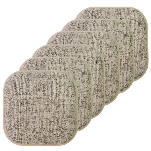 Sweet Home Collection Broadway Square Memory Foam 16 in.x16 in. Non-Slip Back, Chair Cushion (6-Pack), Cream/Chocolate