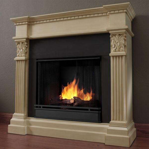 Real Flame Gabrielle 42 in. Gel Fuel Fireplace in Antique White-DISCONTINUED