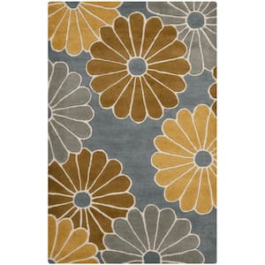 Soho Gray/Yellow Doormat 3 ft. x 4 ft. Floral Area Rug