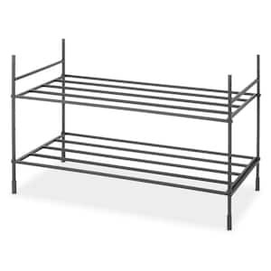 2-Tier Steel Modular Stacking Household Shelving Unit in Black (24.5 in. W x 16.75 in. H x 12 in. D)