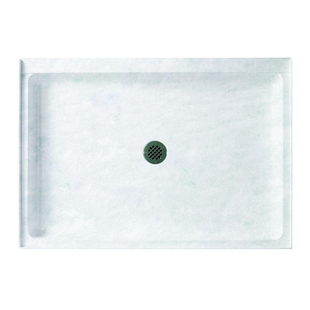 Ice White Solid Surface Rectangular Shower Base with Center Drain