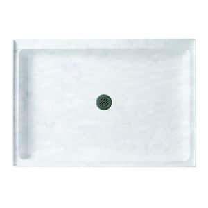 Swanstone 48 in. L x 34 in. W Alcove Shower Pan Base with Center Drain in Ice