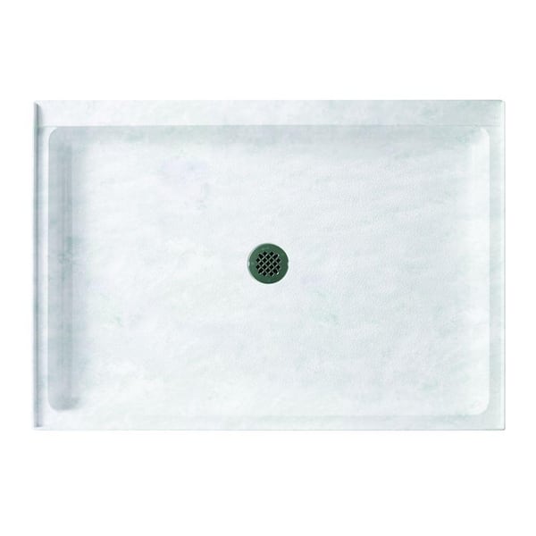 Swan 48 in. L x 34 in. W Alcove Shower Pan Base with Center Drain in Ice