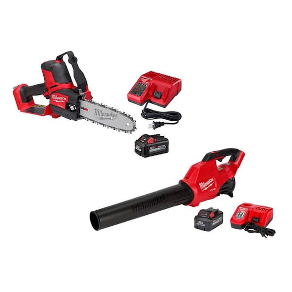 Milwaukee M18 FUEL 8 in. 18V Lithium-Ion Brushless Cordless HATCHET Pruning Saw Kit w/Blower, 8.0 Ah, 6.0 Ah Battery, (2) Charger