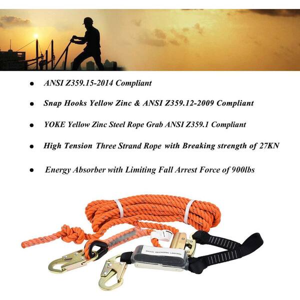 ■■Life Work■■SPACERUN COMPY FLIP LW245SH103 兼用♪ KIWDZFU 25 ft. Vertical Lifeline Assembly 3 Strand Rope Fall