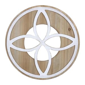 12 in. Light Natural Wood 2-Tone Detailed Round Wall Decor