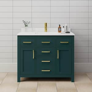 Beckett 42 in. W x 22 in. D x 35 in. H Single Sink Bathroom Vanity in Green with Carrara Cultured Marble Top