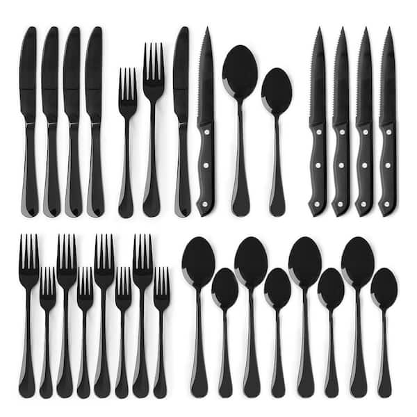 24-Piece Stainless Steel Partial Tang Mirror Polished Flatware Set for 4 with Steak Knives Spoons and Forks for Kitchen