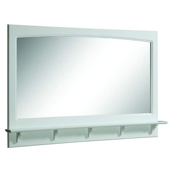 Design House Concord 31 in. L x 48 in. W Framed Wall Mirror with Shelf in White Gloss-DISCONTINUED