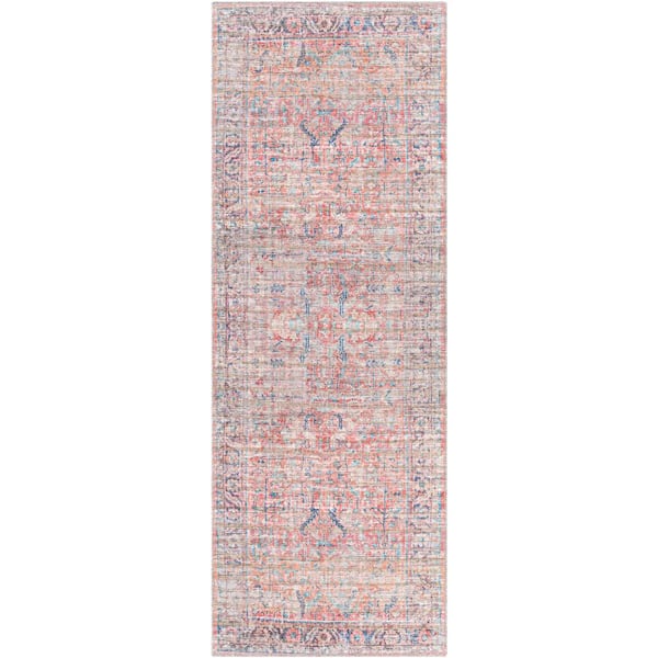 Artistic Weavers Powell Rose/Navy 3 ft. x 7 ft. Indoor Machine-Washable Area Rug