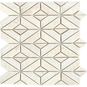 Limestone Presidio Ivory Ivory 11.81 in. x 12.4 in. Geometric Honed Limestone Mosaic Tile (1.017 sq. ft./Each)