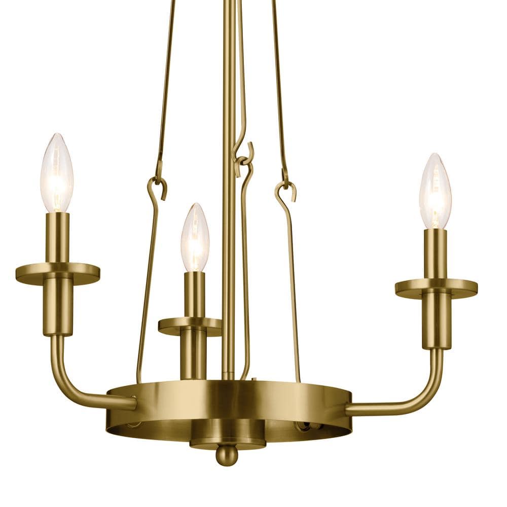 Natural Brass Mini Chandelier with Opal Glass Shades