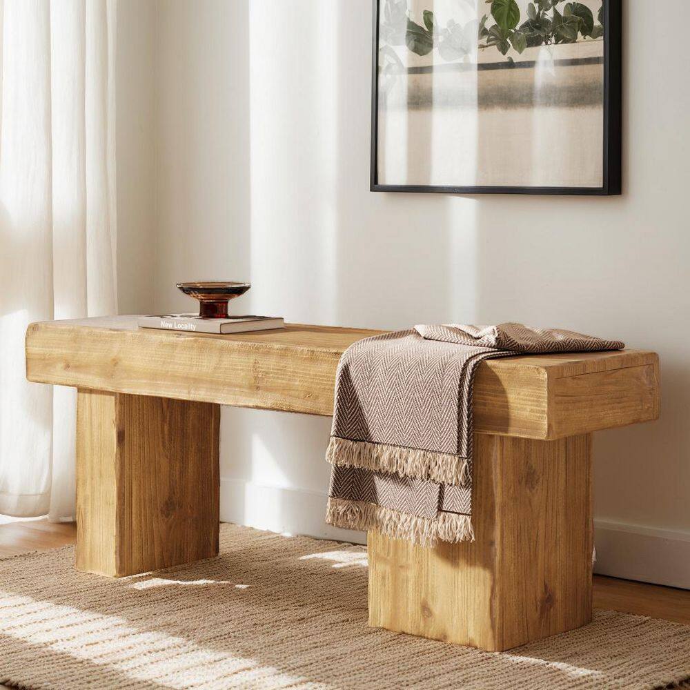 Ashford 47.24 in. Natural Solid Wood Entryway Bench with Asymmetrical Unique Legs, Heavy Duty Dining Bench for Kitchen price history on PriceWatchPro