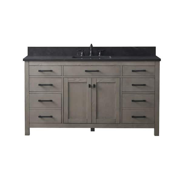 Jasper 60 in. W x 22 in. D x 34 in. H Single Bath Vanity in Textured Gray with Blue Limestone Top