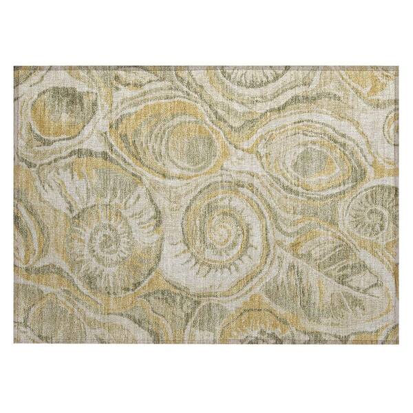 Chantille Machine Washable Indoor/Outdoor Abstract ACN3019 Gold 3 ft. x 4 ft. Area Rug