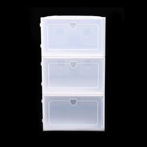20-Pair White Plastic Stackable Drop Front Shoe Boxes with Lid
