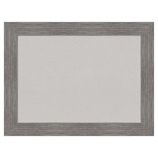 Amanti Art Pinstripe Plank Grey Framed Grey Corkboard 33 in. x 25 in. Bulletin Board Memo Board