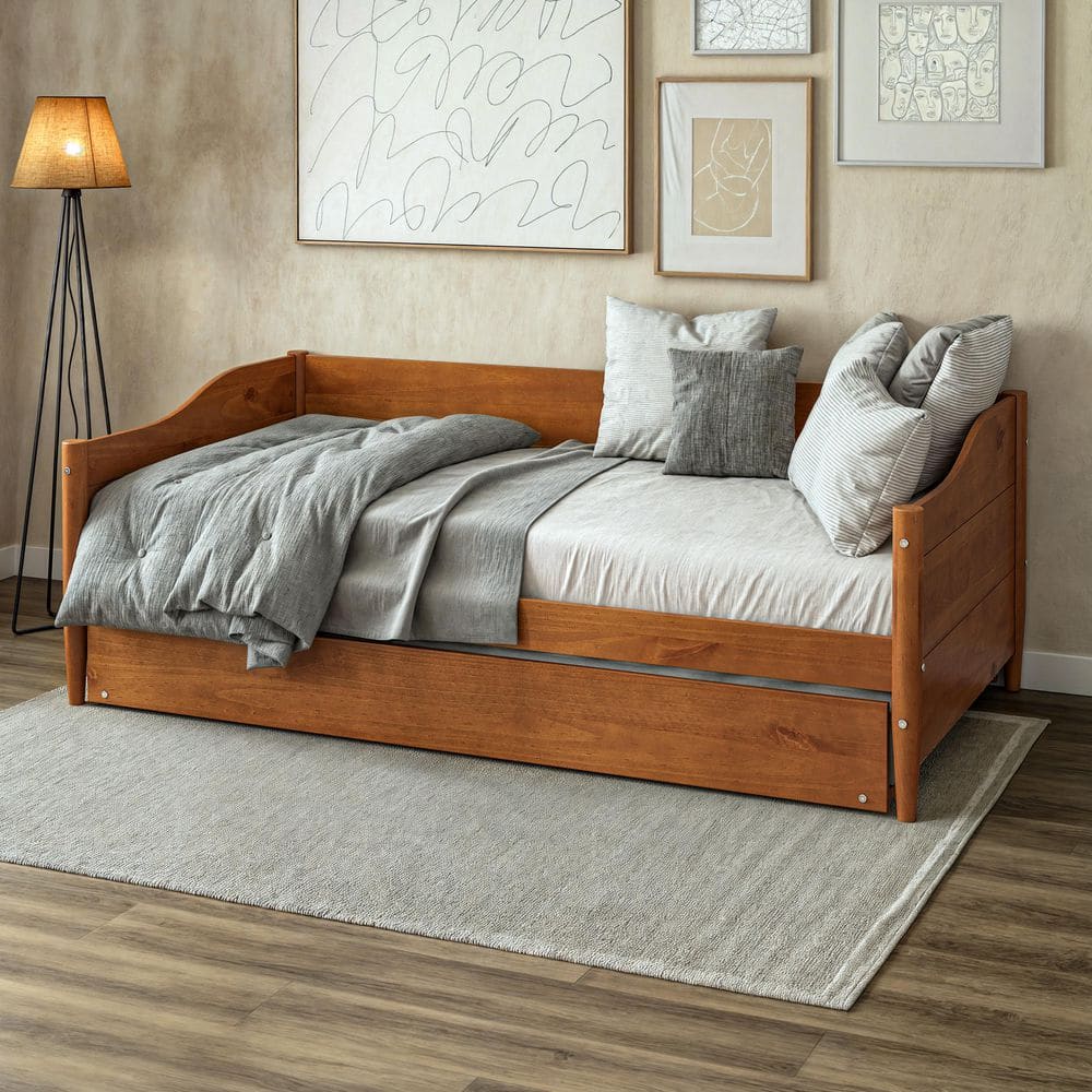 Mid Century Classic Castahno Twin Size Daybed with Trundle