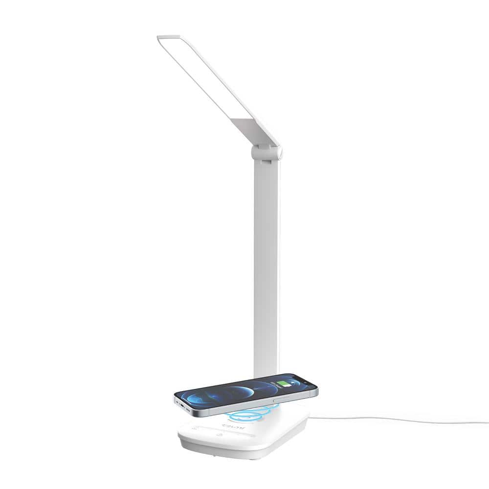 Tzumi Atmosphere 12.6 in. White Desk Lamp with Wireless Charging